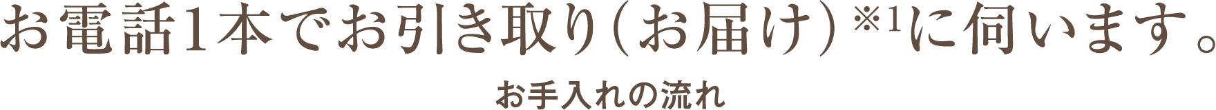 お電話1本でお引き取り（お届け）に伺います。